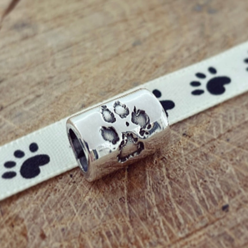 Dog Paw Print Charm - 925 Sterling Silver Bead For Bracelets & Necklaces (Trollbeads Compatible)