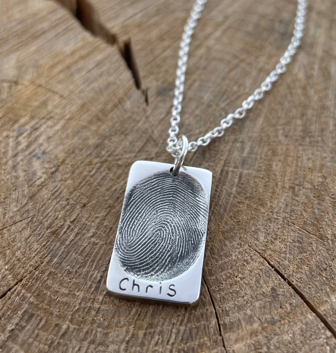 Fingerprint dog tags hot sale silver