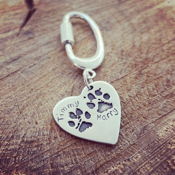 Double Paw Print Keyring