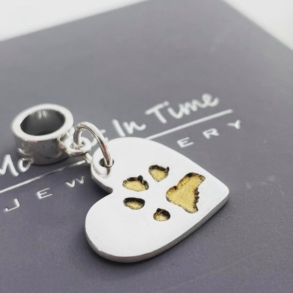 Gold and Silver Paw Print Charm
