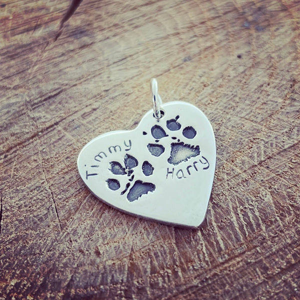 Double Paw Print Pendant