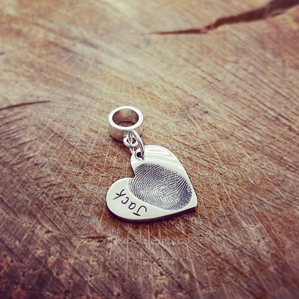 fingerprint heart pendant on bail