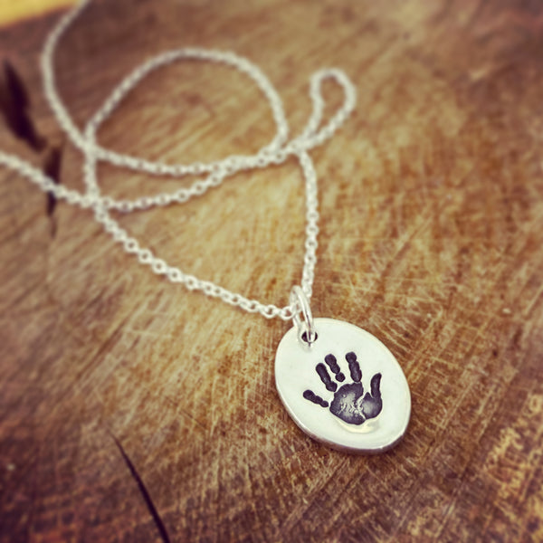 Hand or Foot Print Oval Pendant