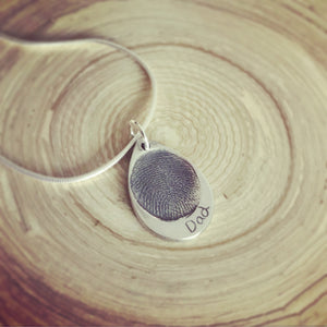 fingerprint memorial teardrop necklace