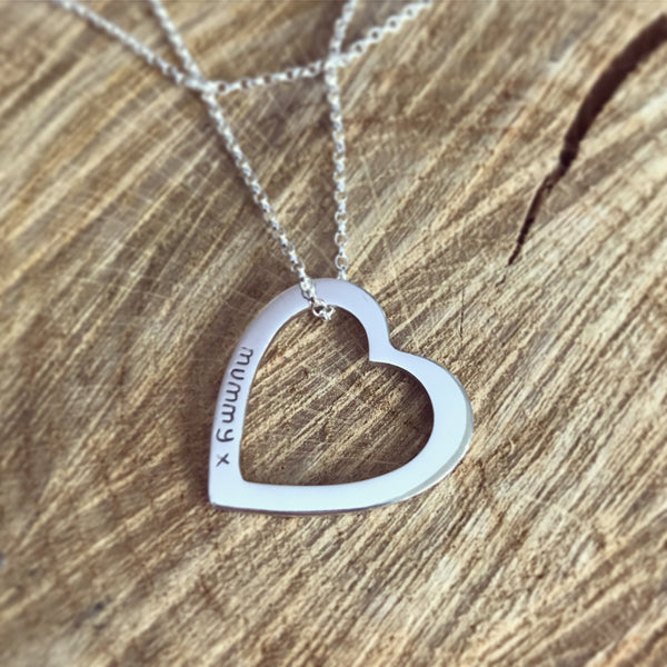 Personalised open heart necklace