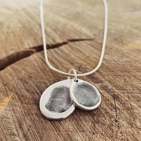 Fingerprint Cascading Teardrop Necklace - Double