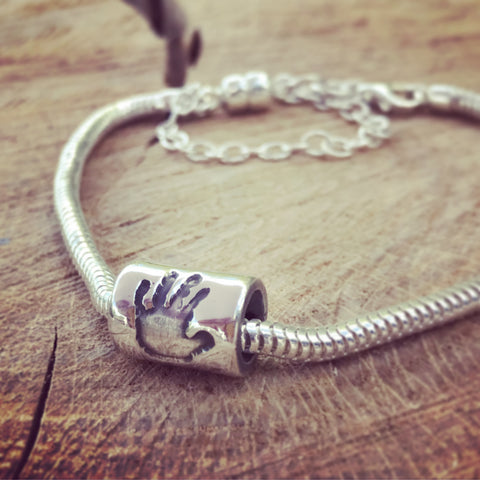 handprint foot print charm bead bracelet