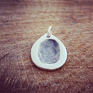 fingerprint teardrop pendant