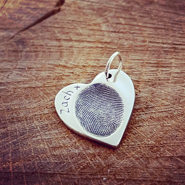 fingerprint large heart pendant