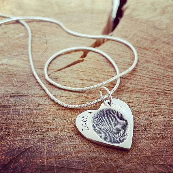 fingerprint large heart necklace