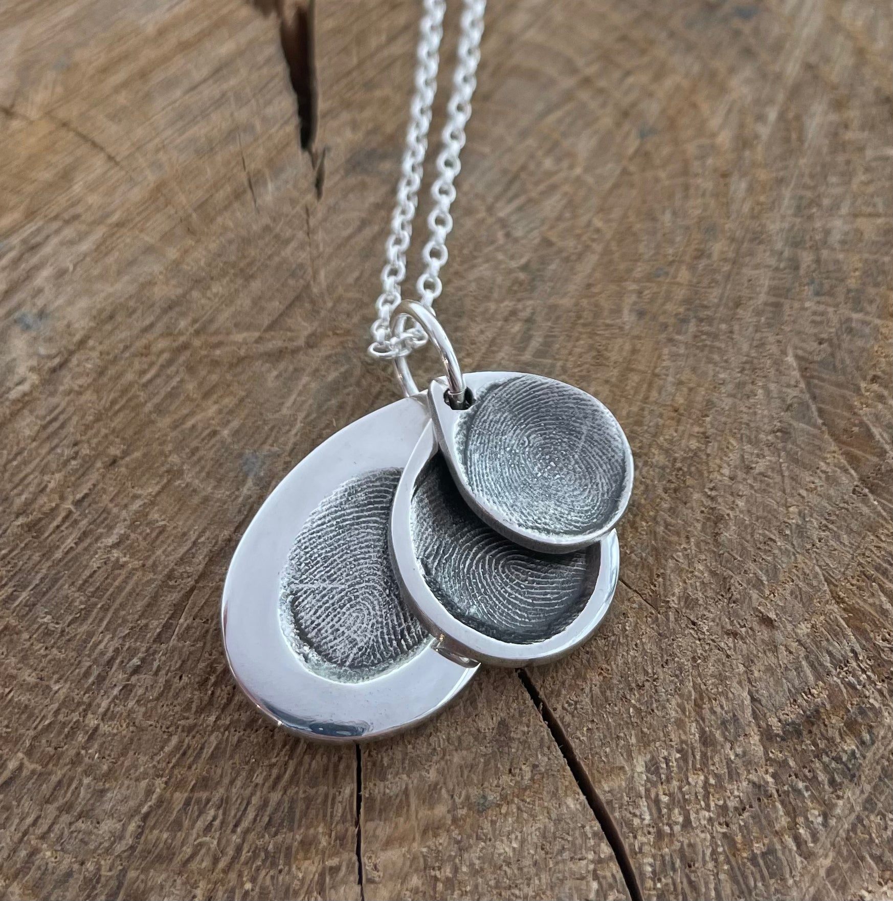 Fingerprint Cascading Teardrop Necklace Triple - Main Image