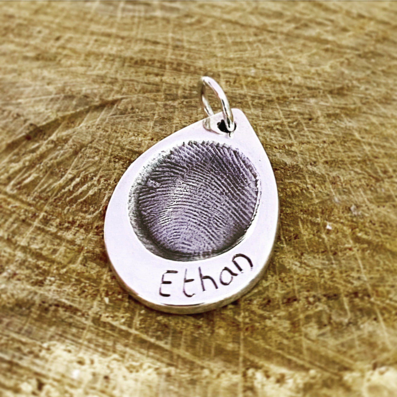 fingerprint large teardrop pendant