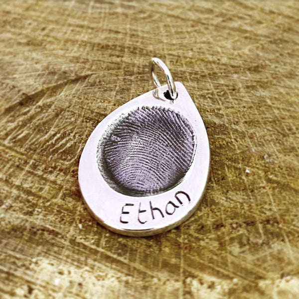 fingerprint large teardrop pendant