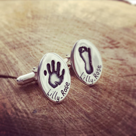 Hand and Foot Print Oval Cufflinks