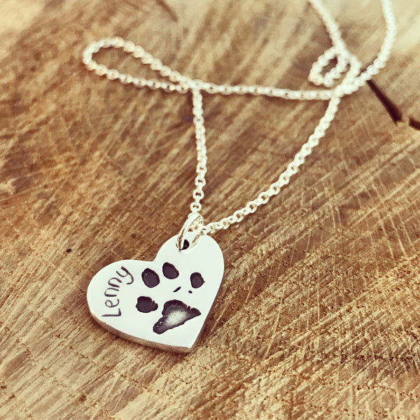 Paw Print Heart on a Belcher Chain