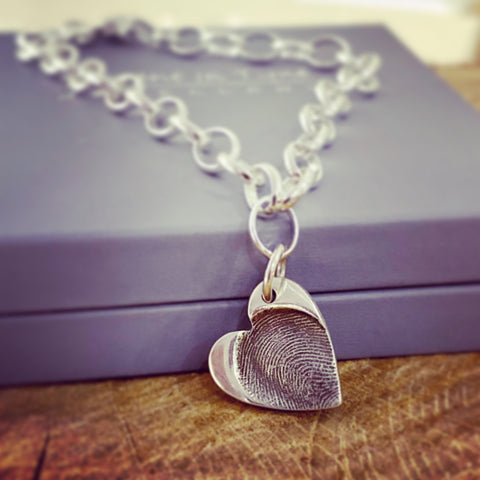 fingerprint heart charm belcher bracelet
